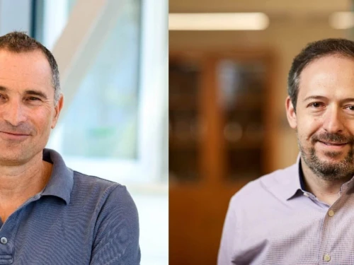 Prof. Ido Amit, left, and Prof. Jonathan Kipnis at their laboratories. Photo by Matt Miller.