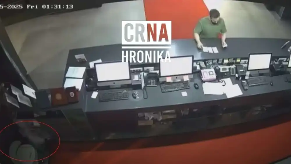 A screenshot said to show the passports of 47 Israeli tourists dropping into a waste bin in Sarajevo, Bosnia and Herzegovina, in August 2025. Source: CRNA Hronika.