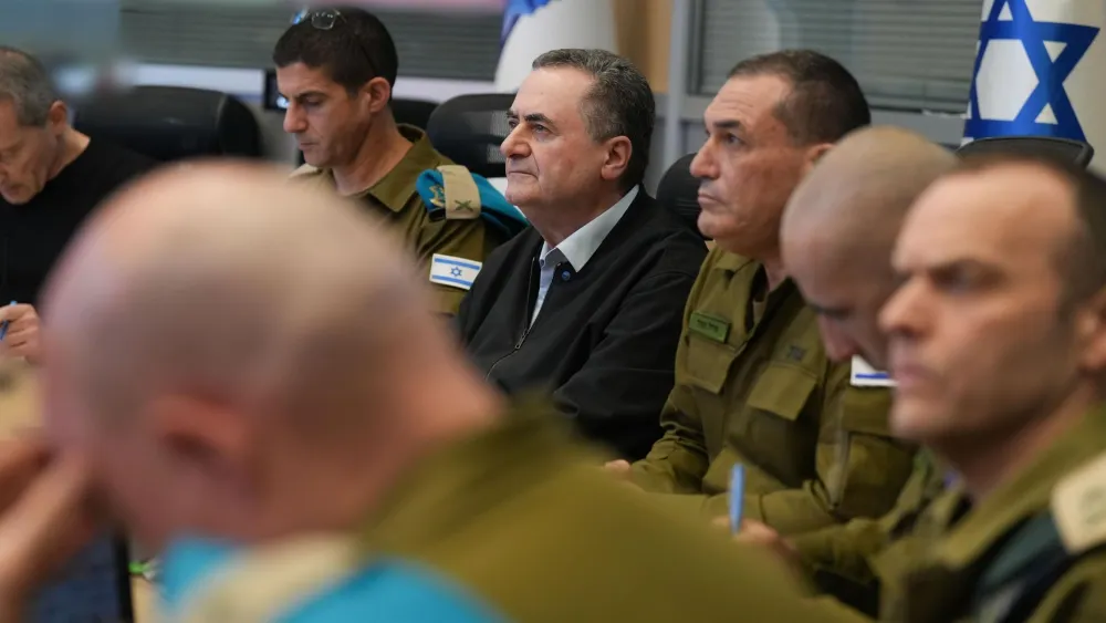 Defense Minister Israel Katz and IDF Chief of Staff Lt. Gen. Eyal Zamir attend a situation assessment at the Defense Ministry in Tel Aviv, March 25, 2026. Photo by Elad Malka/Israel Ministry of Defense.