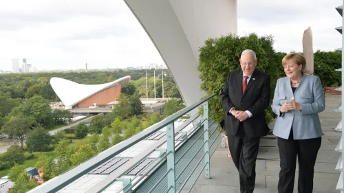 Israeli President Reuven Rivlin with German Chancellor Angela Merkel in Berlin, September 2016. Credit: GPO.
