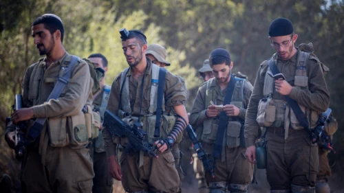 Religious Israeli soldiers pray near the city of Beit Shemesh, Sept. 27, 2017. Photo by Yonatan Sindel/Flash90.