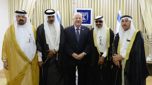 In Jerusalem, Israeli President Reuven Rivlin meets with group of sheikhs visiting from Jordan, May 17, 2017. Credit: Mark Neiman/GPO.
