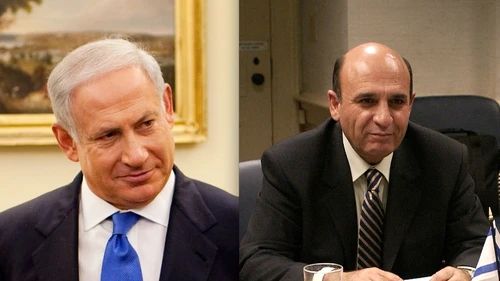 Click photo to download. Caption: Benjamin Netanyahu and Shaul Mofaz recently formed a Likud-Kadima unity government in Israel. Credit: PD