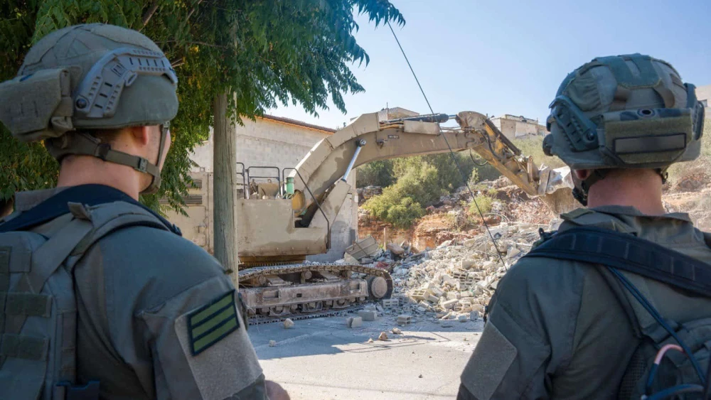 Israel Defense Forces soldiers demolish the Samaria home of slain Palestinian terrorist Nael Samara, who murdered Israeli mother Tzeela Gez, 30, and her unborn son in a May shooting, Sept. 14, 2025. Credit: IDF.