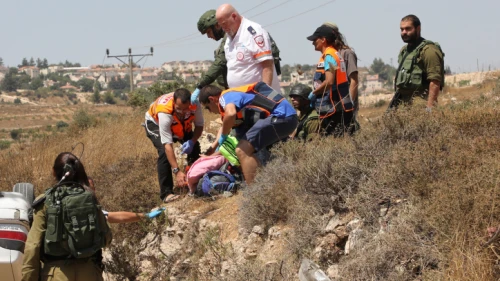 The scene of a terror attack near Elazar in Gush Etzion, Aug. 16, 2019. Photo by Gershon Elinson/Flash90.