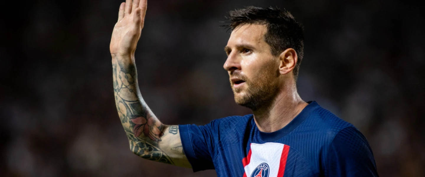 Lionel Messi at the French Super Cup match between Paris Saint-Germain and Nantes at Bloomfield Stadium in Jaffa, July 31, 2022. Credit: Oren Ben Hakoon/Flash90.