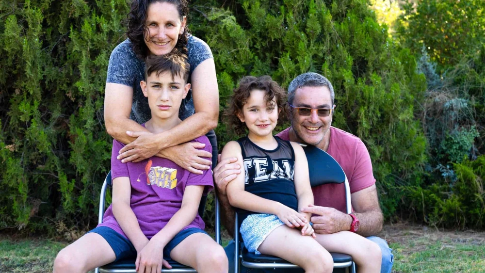 Annat Zisovich Charitt and her family at Kibbutz Yiftach in the Galilee, August 2023. Credit: Courtesy of Annat Zisovich Charitt.