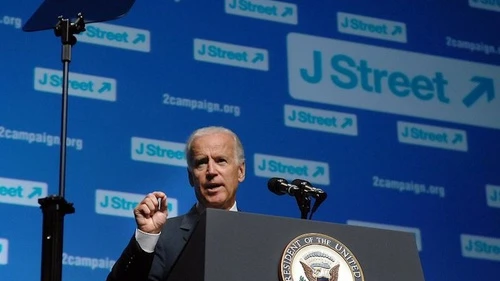 Joe Biden, then serving as vice president, speaks at the 2013 J Street conference. Credit: J Street via Facebook.