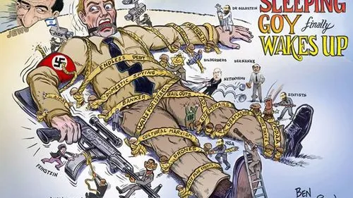 Click photo to download. Caption: An anti-Semitic illustration on "The Untold History" Facebook page. Credit: Facebook.