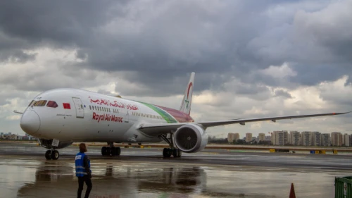 A Royal Air Maroc (RAM) plane lands for the first time in a commercial flight, at the Ben-Gurion International Airport near Tel Aviv, March 13, 2022. Photo by Flash90.