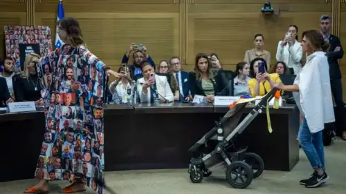 The Global Women's Coalition Against Gender Based Violence as a Weapon of War at the Knesset in Jerusalem, May 20, 2024. Photo by Yonatan Sindel/Flash90.