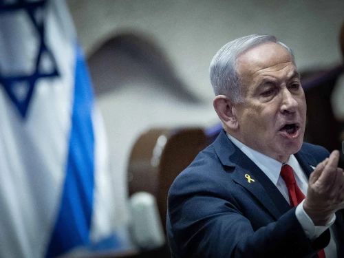 Prime Minister Benjamin Netanyahu speaks during a 40-signatures debate at the Knesset in Jerusalem, March 26, 2025. Photo by Yonatan Sindel/Flash90.