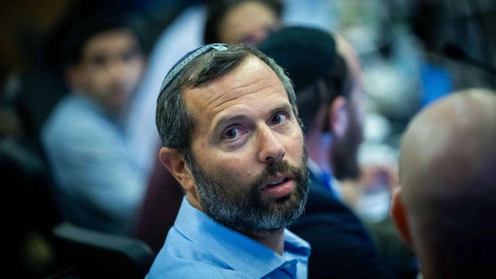 Yesha Council head Israel Ganz, chairman of the Binyamin Regional Council, attends a Knesset Constitution, Law and Justice Committee meeting in Jerusalem, Aug. 7, 2024. Photo by Yonatan Sindel/Flash90.