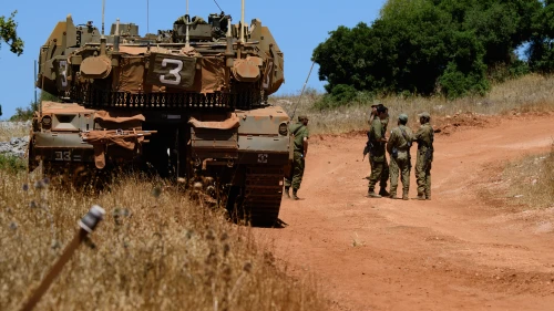Israel Defense Forces have stationed soldiers and military equipment along the border with Lebanon following the IDF Spokesman's announcement of a state of alert in the north, July 23, 2020. Photo by Basel Awidat/Flash90.