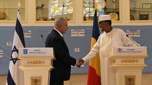 Israeli Prime Minister Benjamin Netanyahu and Chad President Idriss Déby at the Presidential Palace in Ndjamena, Jan. 20, 2019. Credit: GPO/Kobi Gideon.