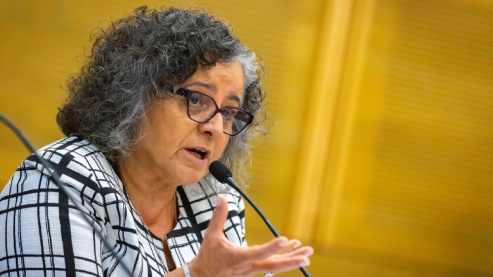 Israeli Arab parliamentarian Aida Touma-Suleiman attends a “55 years of occupation” conference at the Knesset in Jerusalem on June 8, 2022. Credit: Olivier Fitoussi/Flash90.