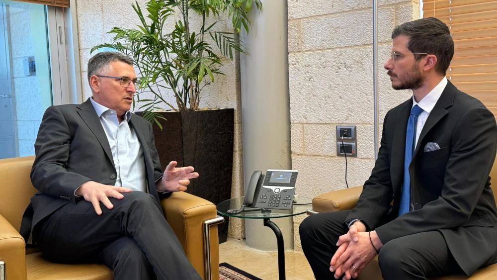 Israeli Foreign Minister Gideon Sa'ar (left) speaks with George Deek, special Envoy to the Christian world (date unknown). Credit: Courtesy of Israel's Foreign Ministry.