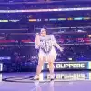 Israeli singer Netta Barzilai performs at the Staples Center in Los Angeles during a Hanukkah celebration on the second night of the holiday, Nov. 29, 2021. Credit: Courtesy of the Consulate General of Israel.