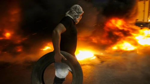 Palestinians demonstrate at the Israeli Huwara checkpoint near the city of Nablus and clash with Israeli security forces in support to the escape of the six Palestinian prisoners from the Israeli prison of Gilboa on Sept. 8, 2021. Photo by Nasser Ishtayeh/Flash90.