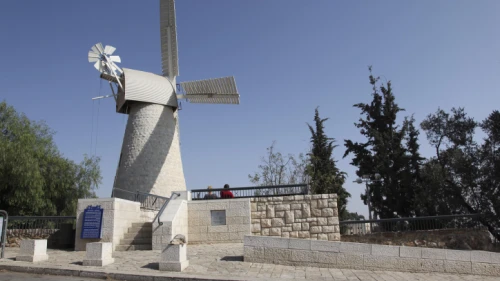 This windmill in Jerusalem's Yemin Moshe neighborhood was funded by British Jewish philanthropist Moses Montefiore. It was designed as a flour mill for the first Jewish neighborhood built outside the walls of the Old City of Jerusalem, on a hill directly across from Mount Zion. November 11, 2013. Photo by Meital Cohen/ Flash 90.