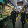 Israeli police officers on patrol at Machane Yehuda outdoor market in Jerusalem during a nationwide lockdown to prevent the spread of the coronavirus, Oct. 13, 2020. Photo by Olivier Fitoussi/Flash90.
