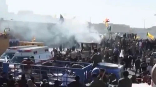 Under the orders of Iran’s Islamic Revolutionary Guards Corps, pro-Iranian militias in Iraq led mob attacks on the U.S. embassy in Baghdad on Dec. 31, 2019. Source: Screenshot.