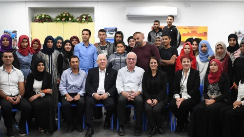 Israeli President Reuven Rivlin and Agriculture and Rural Development Minister Uri Ariel, visit Bedouin schools in the Negev, on Nov. 28, 2017. Credit: Mark Neyman/GPO.