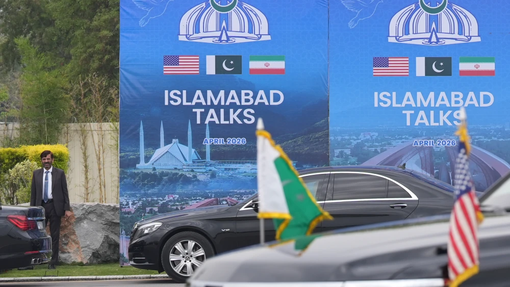 A Pakistani official is seen during the arrival of the U.S. Vice President JD Vance for talks with Iranian officials on April 11, 2026 at Islamabad, Pakistan. Photo by Jacquelyn Martin/POOL/Getty Images.