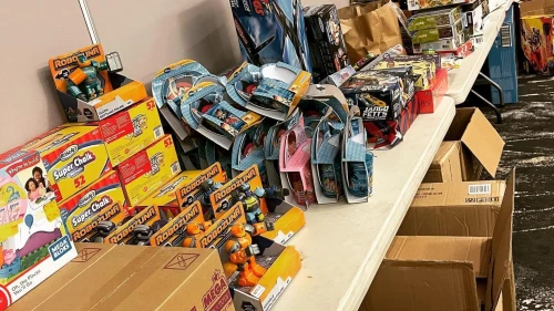 Toys donated in Federation CJA's annual Women’s Philanthropy Tov Hanukkah gift drive. Courtesy of Federation CJA.