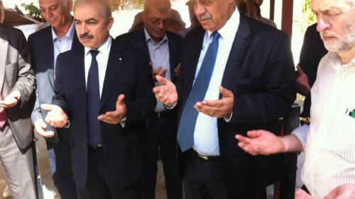 British Labour Party leader Jeremy Corbyn (right) before the grave of Atef Bseiso, the mastermind behind the massacre of 11 Israeli athletes at the 1972 Summer Olympics in Munich, as published in the British press.