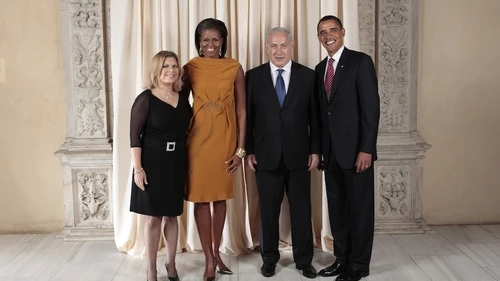 From left to right, Sara Netanyahu, Michelle Obama, Benjamin Netanyahu, and Barack Obama. Credit: White House.