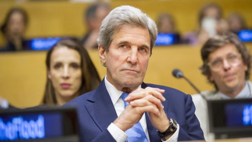 U.S. Secretary of State John Kerry attends the screening of the documentary film "Before the Flood” at the United Nations, Oct. 20, 2016. Credit: U.N. Photo/Rick Bajornas.