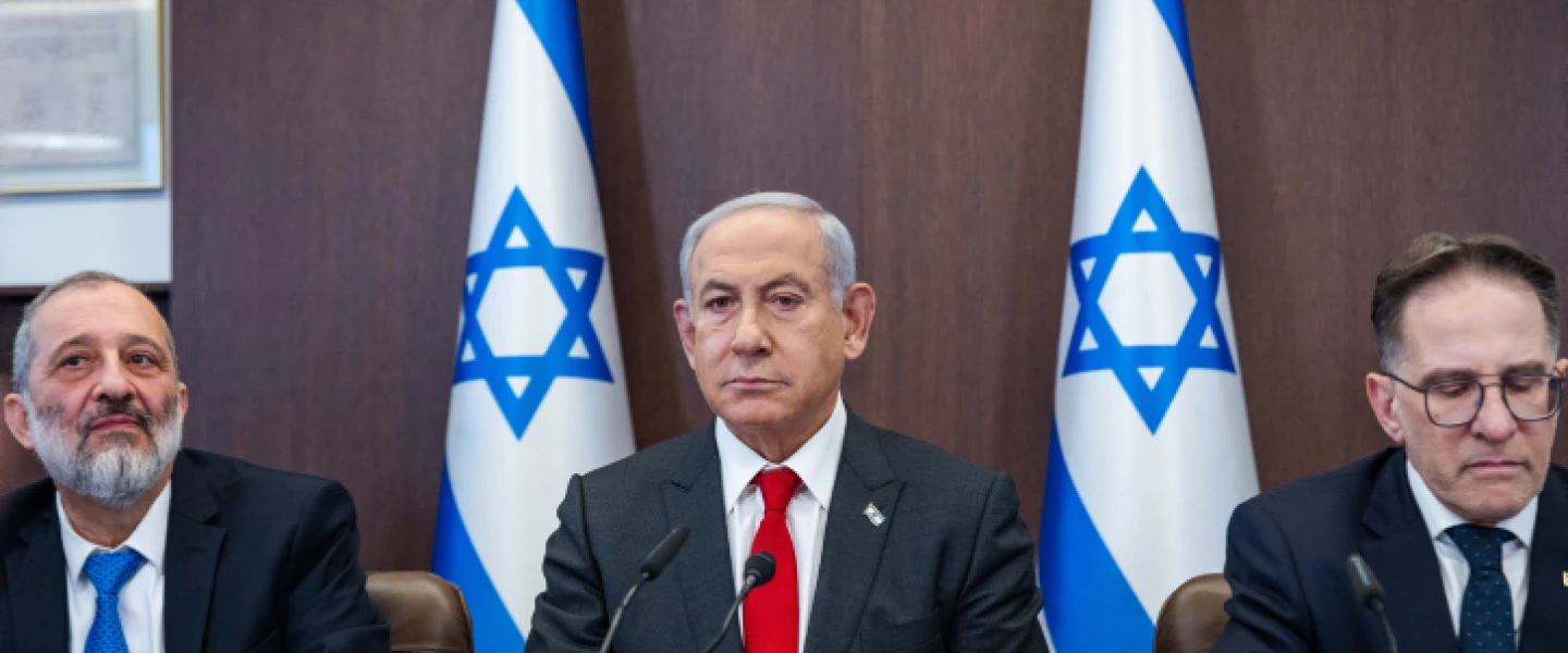 Israeli Prime Minister Benjamin Netanyahu leads a meeting at his office in Jerusalem, Jan. 8, 2023. Photo by Olivier Fitoussi/Flash90.