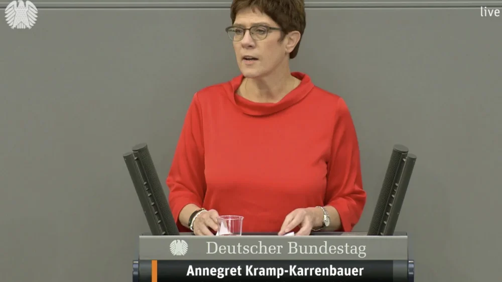 Germany’s defense minister, Annegret Kramp-Karrenbauer. Source: Twitter.