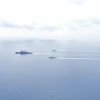 Israeli naval forces and the Ticonderoga-class guided missile cruiser “USS Monterey” conduct maritime security operations in the Eastern Mediterranean Sea, March 15, 2021. Credit: U.S. Navy.