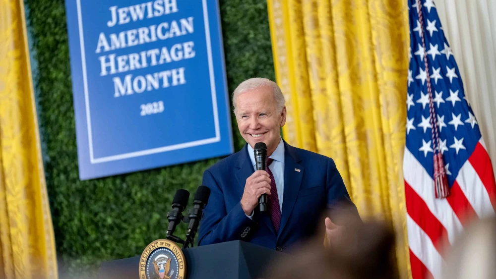 U.S. President Joe Biden speaks at the White House during Jewish Heritage Month on May 16, 2023. Credit: Official White House Photo by Adam Schultz.