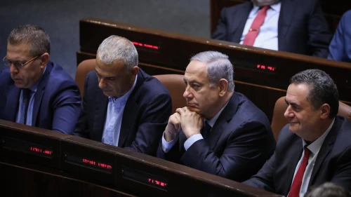 Israeli Prime Minister Benjamin Netanyahu at the Knesset Plenum Hall during a discussion to cancel the 2013 law limiting the number of ministers, May 20, 2019. Photo by Noam Revkin Fenton/Flash90.
