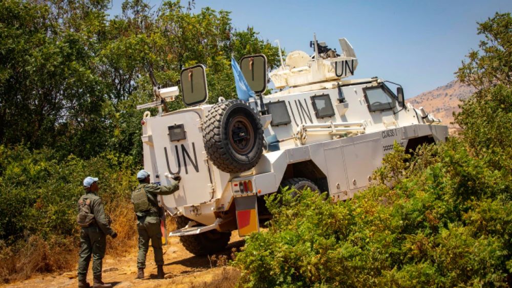 U.N. peacekeepers patrol the border between Israel and Syria on Aug. 21, 2021. Photo by Olivier Fitoussi/Flash90.
