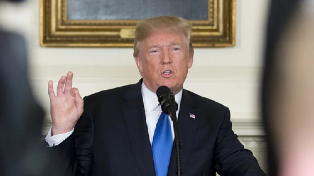 U.S. President Donald Trump delivers remarks announcing the result of the administration’s strategic review of the policy towards Iran on Oct. 13, 2017 in the Diplomatic Reception Room at the White House. Credit: White House/D. Myles Cullen