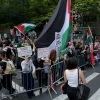 A pro-Palestinian rally at 46th Street and Second Avenue near the headquarters of the United Nations in New York City, Sept. 23, 2025. Credit: SWinxy via Wikimedia Commons.