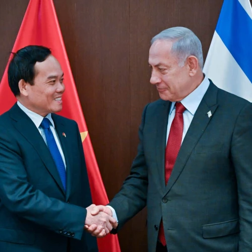 Prime Minister Benjamin Netanyahu with Vietnamese Deputy Prime Minister Tran Luu Quang in Jerusalem, July 25, 2023. Photo by Kobi Gideon/GPO.