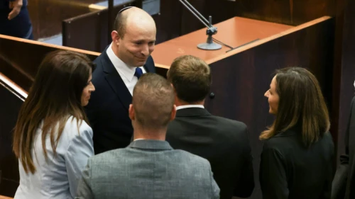 Israeli Prime Minister Naftali Bennett at the swearing-in ceremony of the new government at the Knesset, June 13, 2021. Photo by Olivier Fitoussi/Flash90.