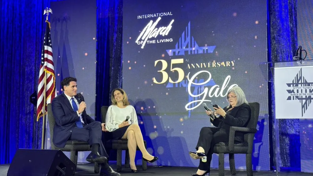 Israeli Strategic Affairs Minister Ron Dermer addresses attendees at the annual International March of the Living gala in Miami on Tuesday. Courtesy.