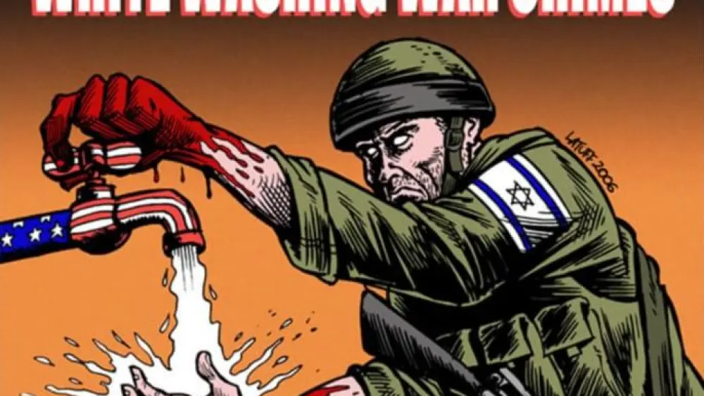 A blatantly anti-Israel and anti-Semitic cartoon by artist Carlos Latuff. Credit: Wikimedia Commons.