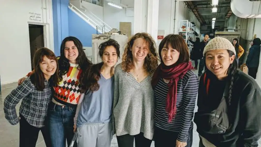 Twenty international art students, including Linda Meripeled from Luxembourg (third from left) and Anri Musahi from Tokyo (second from right), learned about art, Israel and the importance of open dialogue during the International Week 2019 exchange program hosted by the Bezalel Academy of Arts and Design Jerusalem’s Ceramics and Glass Department earlier this spring. Credit: Courtesy.