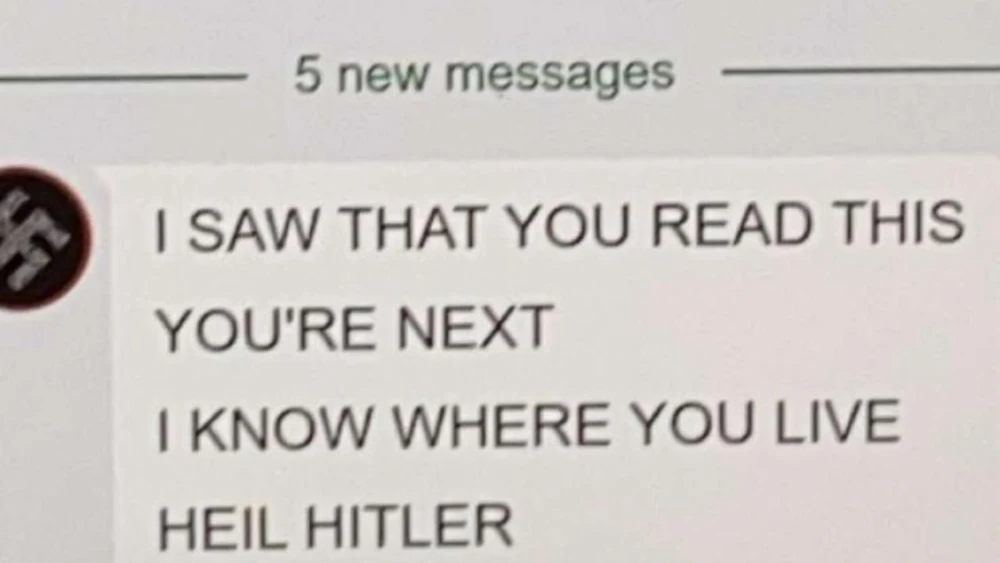 Disturbing anti-Semitic text messages sent to students at North Shore Hebrew Academy. Source: Screenshot.