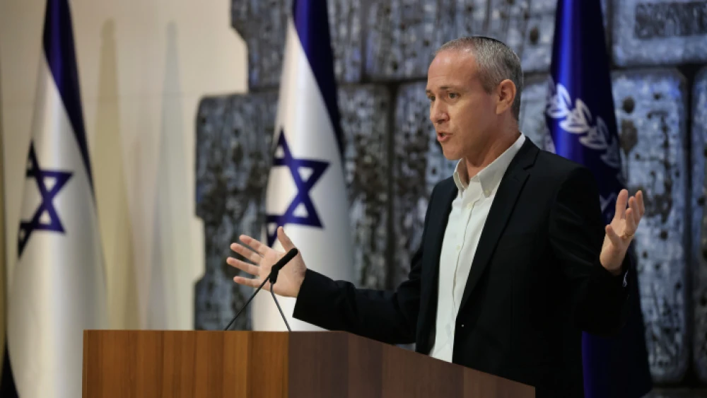 Then-Culture and Sports Minister Chili Tropper at a reception for the Israeli Olympic medalists at the President's Residence in Jerusalem, Aug. 16, 2021. Photo by Olivier Fitoussi/Flash90.