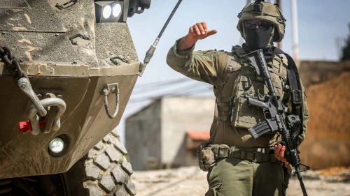 Israeli soldiers operate with their armored vehicles in the Samaria city of Jenin, March 4, 2025. Photo by Nasser Ishtayeh/Flash90.