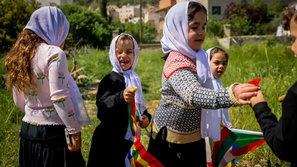 Druze from Syria enter Israel on the occasion of Nabi Shuaib's holiday, at Majdal Shams, April 25, 2025. Photo by Jamal Awad/Flash90.