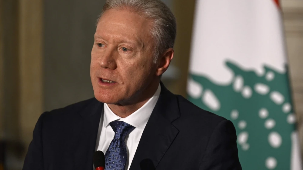 Lebanese Foreign Minister Youssef Rajj speaks during a joint press conference with his Egyptian counterpart in Cairo, April 22, 2025. Photo by Khaled Desouki/AFP via Getty Images.